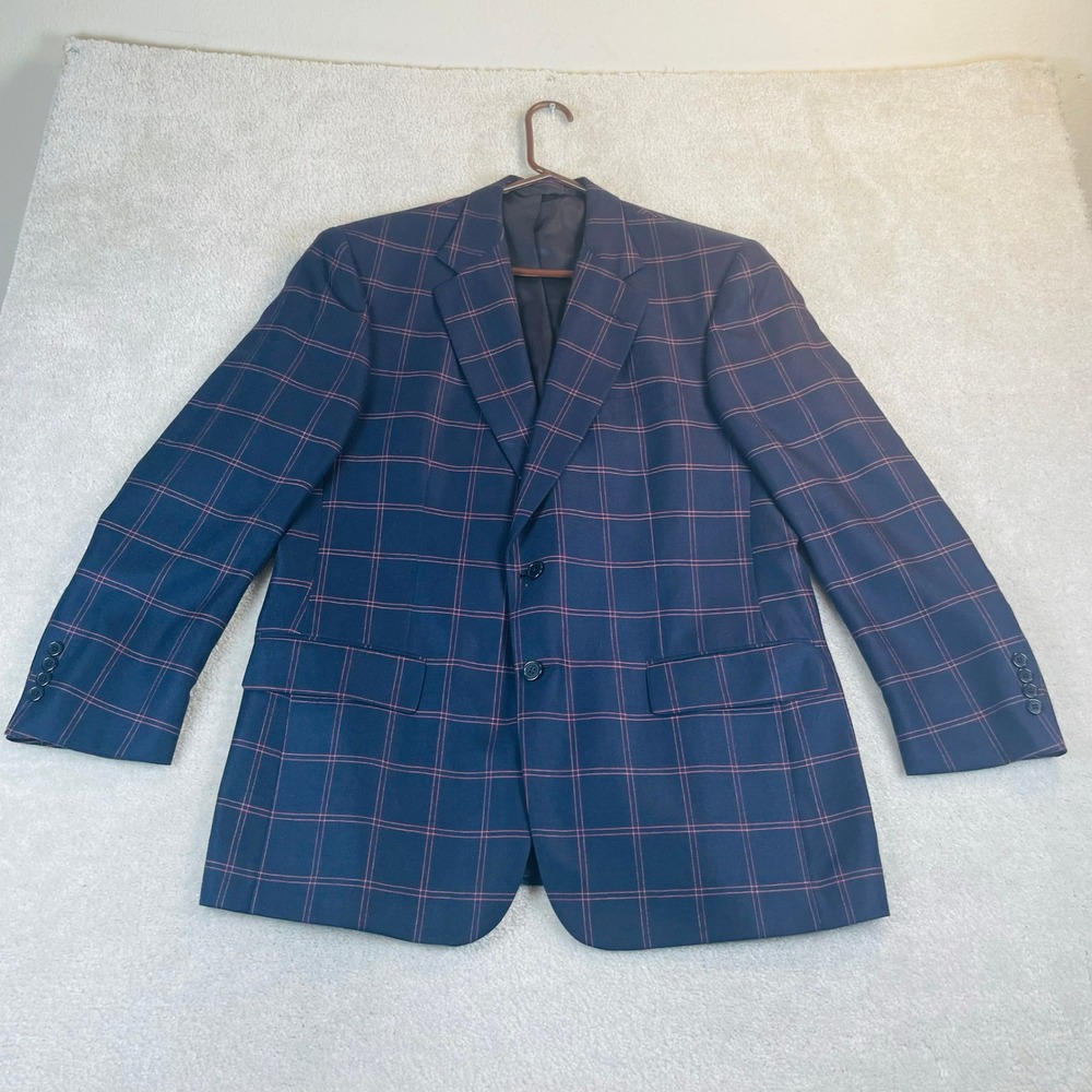 Maus & Hoffman Blazer Loro Piana Cashmere Cloud Silk Windowpane 42R Navy Pink